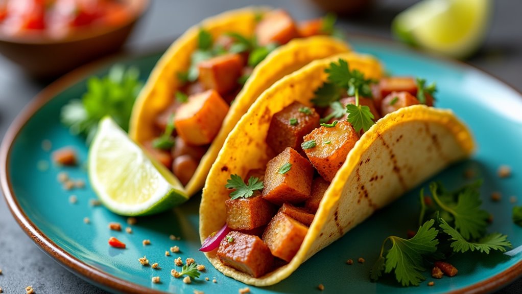 crispy potato bean tacos