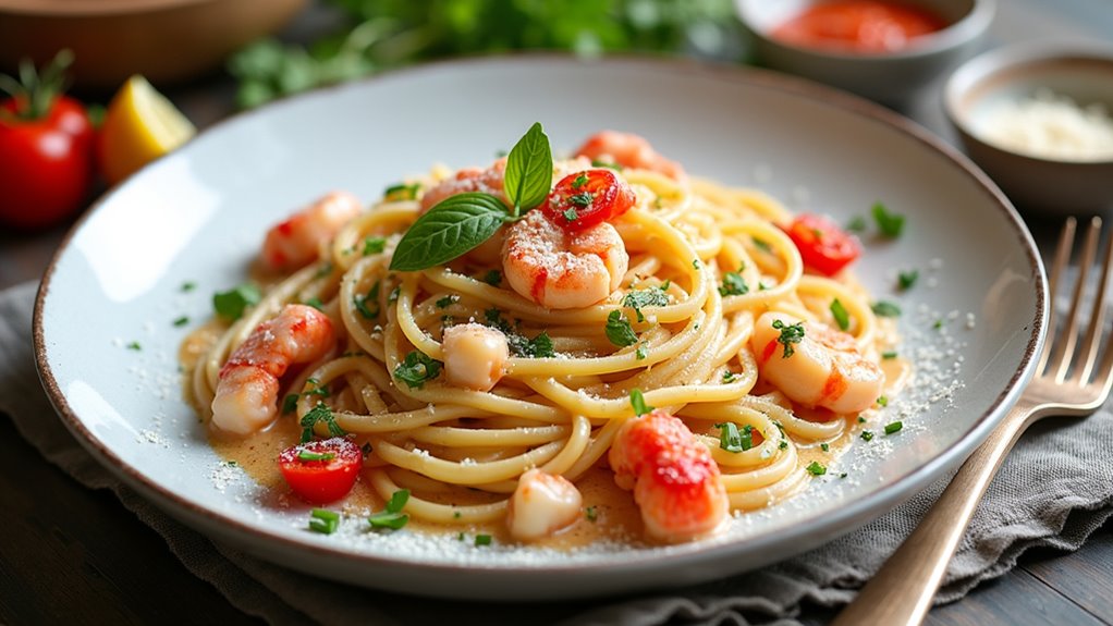 decadent seafood pasta dish