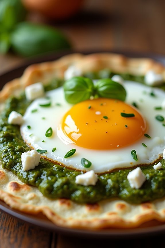 feta eggs with pesto
