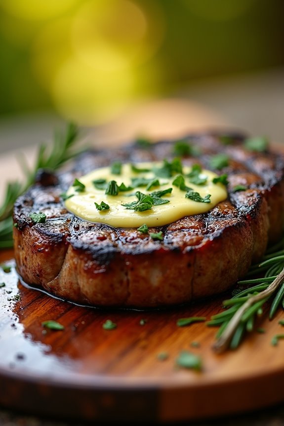 grill ribeye with herb butter