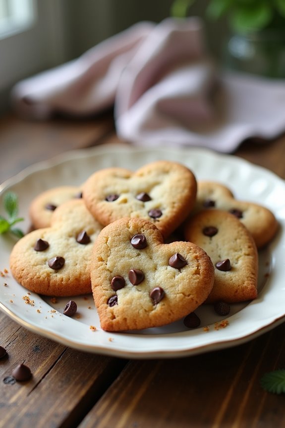 heart shaped chocolate chip cookies
