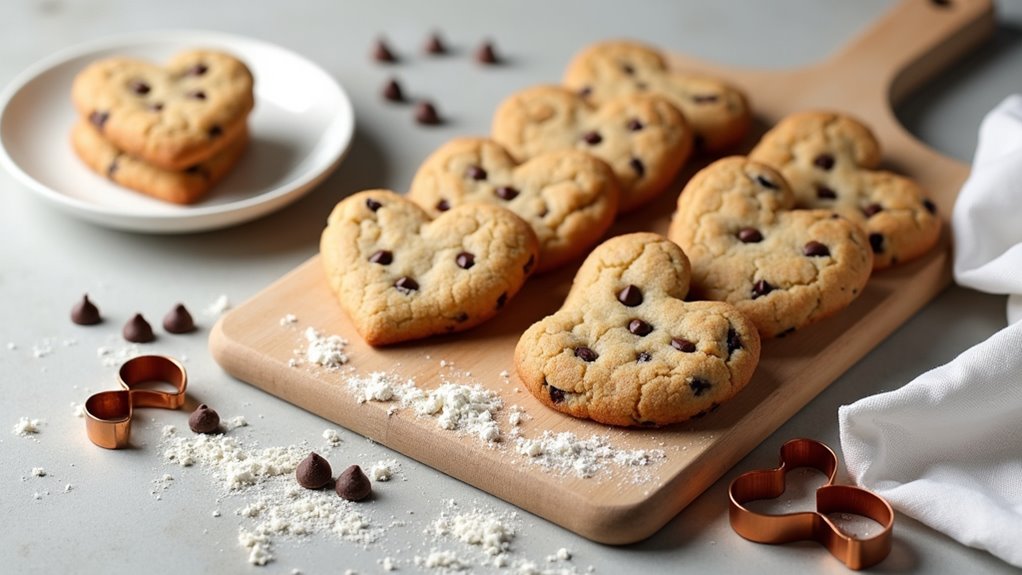 heart shaped chocolate chip cookies