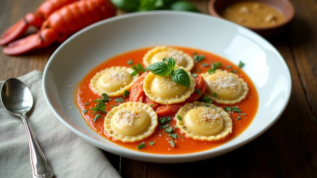 lobster ravioli in sauce