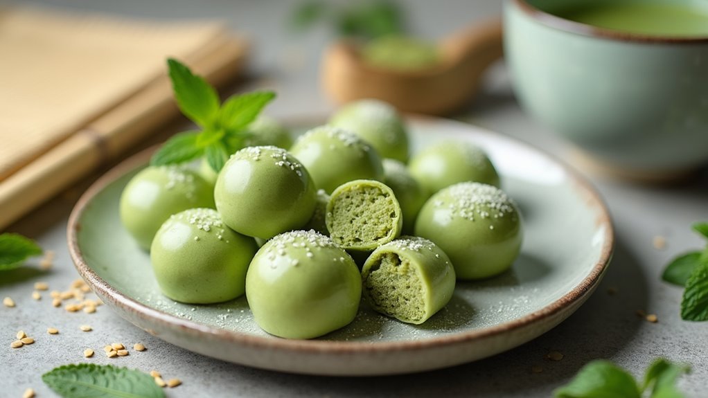 matcha infused chewy mochi bites