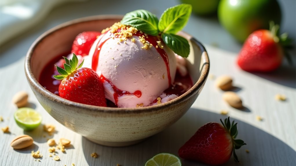 roasted strawberry lime basil ice cream