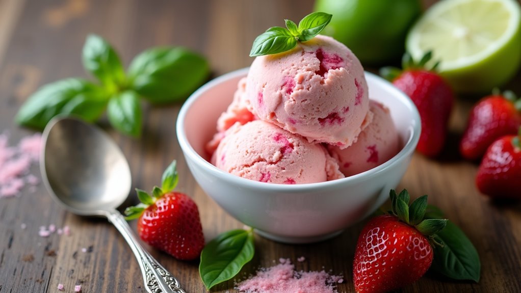 strawberry lime basil ice cream
