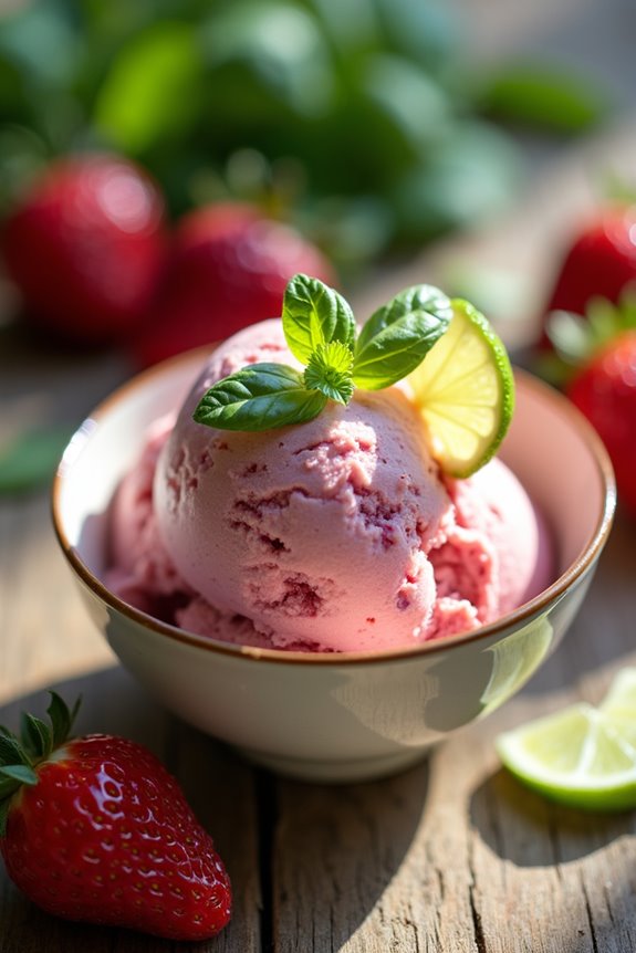 strawberry lime basil ice cream